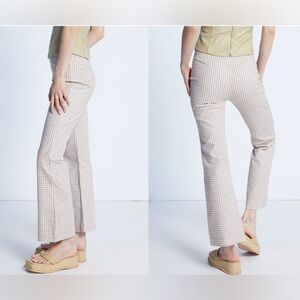 WeWoreWhat Gingham Plaid Cropped Straight Kick Flare Pants Whisper White Size 10